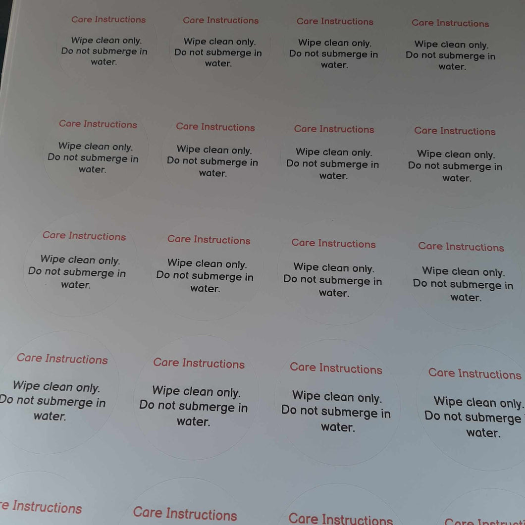 Care Instruction Wipe clean Only