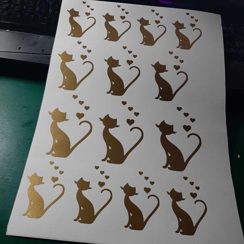 Sitting Cat With Hearts